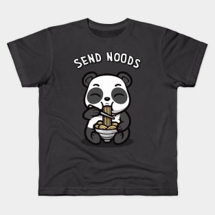 Kawaii Panda Eating Ramen Send Noods Funny Kawaii Panda White Kids T-Shirt